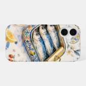 シチリアのイワシの水彩画 iPhone 16ケース (裏面横)
