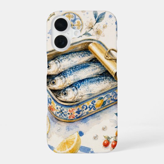 シチリアのイワシの水彩画 iPhone 16ケース (裏面)