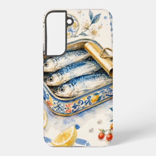 シチリアのイワシの水彩画 SAMSUNG GALAXYケース (裏面)