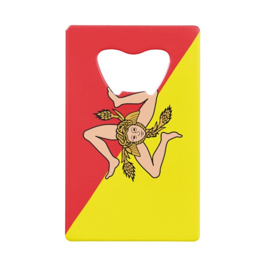 シチリアのステンレス鋼ボトルオープナー国旗 クレジットカード栓抜き (正面)