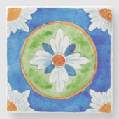 シチリアのタイルデザインと石コースター ストーンコースター (正面)