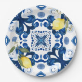 シチリアのタイル、マジョリカ、レモン、 ペーパープレート (正面)