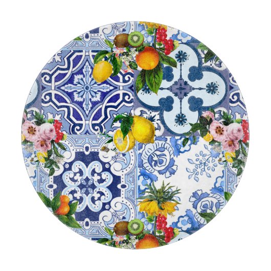 シチリアのタイル，マジョリカ，レモン，柑橘類 カッティングボード (正面)