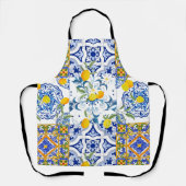 シチリアのタイル、マジョリカ、レモ、オールオーバープリントエプロン エプロン (正面)
