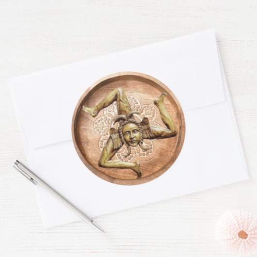 シチリアのトリナキュリアフェイクのシンボル(木) ラウンドシール (封筒)