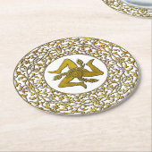 シチリアのトリナクリアとフィリグリー ラウンドペーパーコースター (アングル)