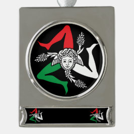 シチリアのトリナクリア メドゥーサ エンブレム イタリアンテーマ シルバープレートバナーオーナメント