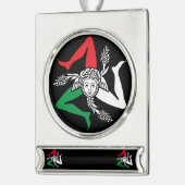 シチリアのトリナクリア メドゥーサ エンブレム イタリアンテーマ シルバープレートバナーオーナメント (左)