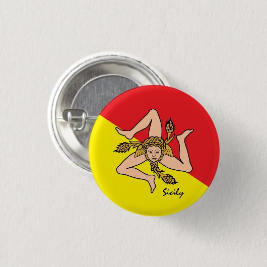 シチリアのボタン、愛国的シチリア国旗のファッション 缶バッジ (正面&裏面)