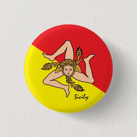シチリアのボタン、愛国的シチリア国旗のファッション 缶バッジ (正面)