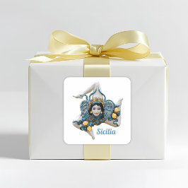 シチリアの三つ足紋章ステッカー - シチリアへの愛 スクエアシール