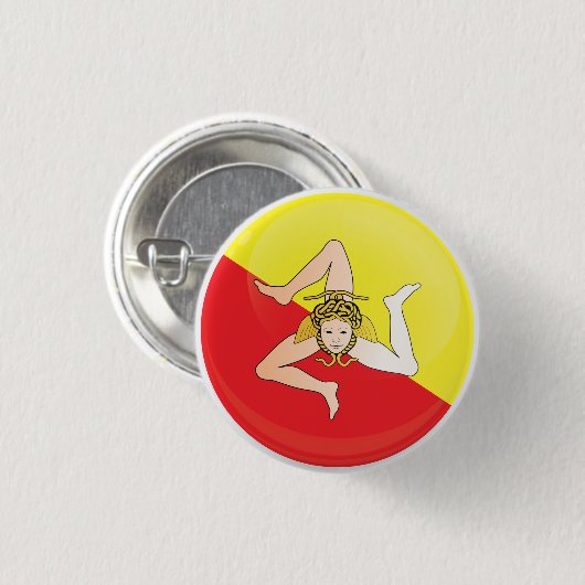 シチリアの丸いアイコン国旗 缶バッジ (正面&裏面)