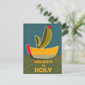 シチリアの休日，イタリア，ヴィンテージ旅行 ポストカード (スタンド正面)