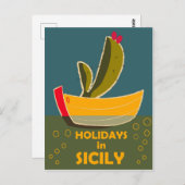シチリアの休日，イタリア，ヴィンテージ旅行 ポストカード (正面/裏面)