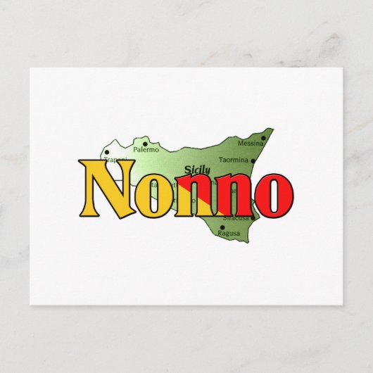 シチリアの地図とノンノ ポストカード (正面)