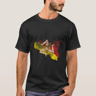 シチリアの地図と国旗の土産 – シシ動揺してリー Tシャツ