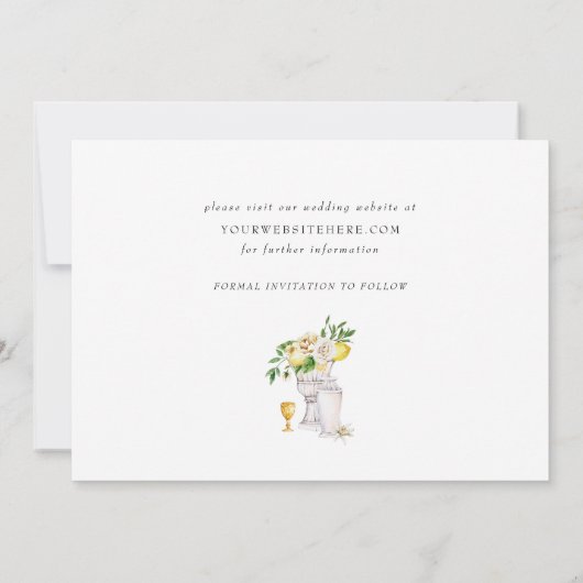 シチリアの夏のレモン メディテレーニアンタイル セーブザデート (裏面)