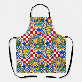 シチリアの太陽、レモン、地中海のタイル、 エプロン