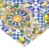 シチリアの太陽、レモン、地中海のタイル、 テーブルクロス (アングル)