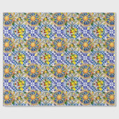 シチリアの太陽、レモン、地中海のタイル、 ラッピングペーパー (フラット)