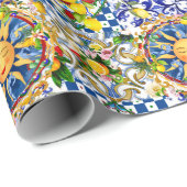 シチリアの太陽、レモン、地中海のタイル、 ラッピングペーパー (ロールコーナー)