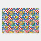 シチリアの太陽、半月、レモン、地中海のタイル、 ラッピングペーパーシート (正面2)