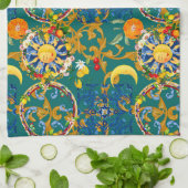 シチリアの太陽、半月、夏、マジョリカ、レモンアート、 キッチンタオル (折り畳み)