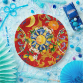 シチリアの太陽、半月、夏、マジョリカ、レモンアート、 ペーパープレート (パーティー)