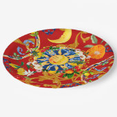 シチリアの太陽、半月、夏、マジョリカ、レモンアート、 ペーパープレート (アングル)