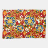 シチリアの太陽、半月、夏、マジョリカ、レモン、 キッチンタオル (横)