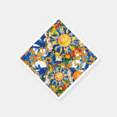 シチリアの太陽、半月、夏、マジョリカ、レモン、 スタンダードカクテルナプキン (角)