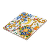 シチリアの太陽、半月、夏、マジョリカ、レモン、 タイル (側面)