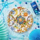 シチリアの太陽、半月、夏、マジョリカ、レモン、 ペーパープレート (パーティー)