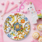 シチリアの太陽、半月、夏、マジョリカ、レモン、 ペーパープレート (パーティー)