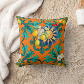 シチリアの太陽,夏,レモン,モザイク,青, クッション (ブランケット)