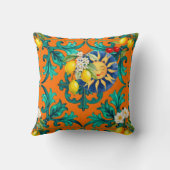 シチリアの太陽,夏,レモン,モザイク,青, クッション (裏面)