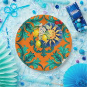 シチリアの太陽，夏，レモン，モザイク，青， ペーパープレート (パーティー)