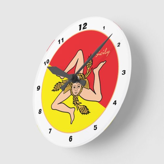 シチリアの旗、シチリアのトレンディなファッション/デザインボード ラウンド壁時計 (傾斜)