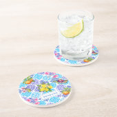 シチリアの柑橘類フローラ地中海のアズレホのタイル コースター (側面)