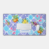 シチリアの柑橘類フローラ地中海のアズレホのタイル デスクマット (キーボード&マウス)