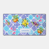 シチリアの柑橘類フローラ地中海のアズレホのタイル デスクマット (正面)