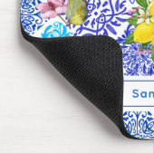 シチリアの柑橘類フローラ地中海のアズレホのタイル マウスパッド (コーナー)