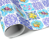 シチリアの柑橘類フローラ地中海のアズレホのタイル ラッピングペーパー (ロールコーナー)