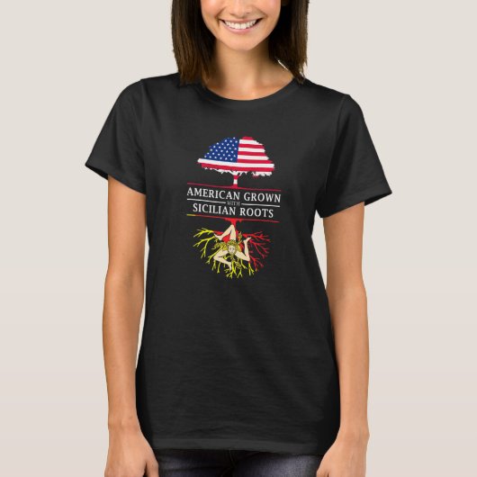 シチリアの根でシチリア栽培のアメリカ人 Tシャツ (正面)
