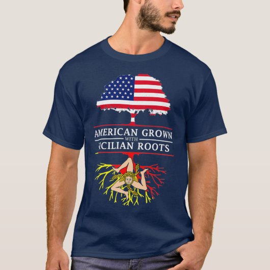 シチリアの根でシチリア栽培のアメリカ人 Tシャツ (正面)