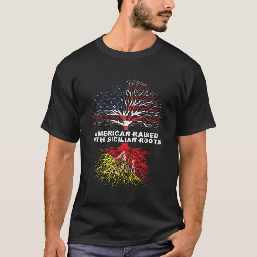 シチリアの根で育ったアメリカ人Long Sl Tシャツ (正面)