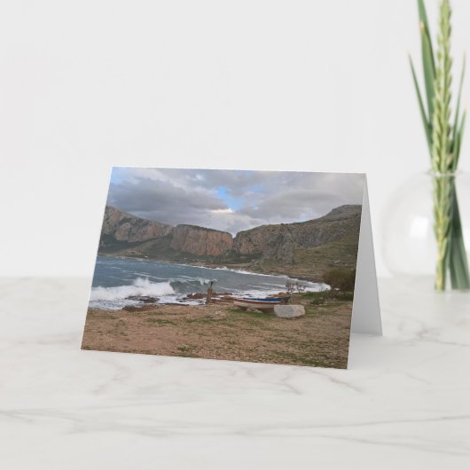 シチリアの海岸のカード。あなた自身のメッセージを入れるスペースあり。 カード (正面)