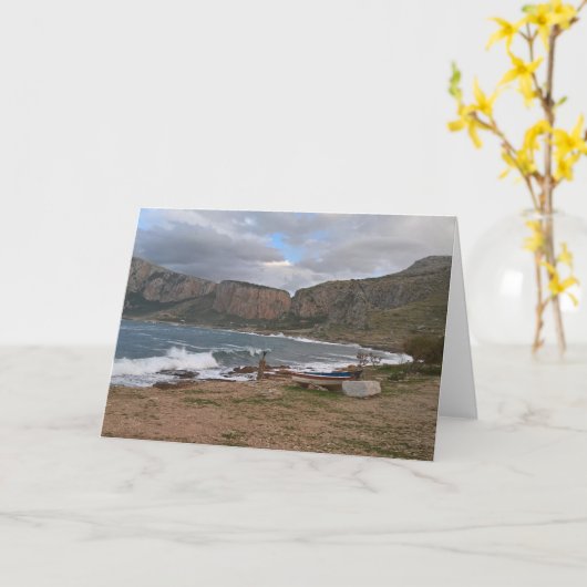 シチリアの海岸カード。あなた自身のメッセージを記入してください。 カード (黄色い花)