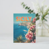 シチリアの花ヴィンテージ ポストカード (スタンド正面)