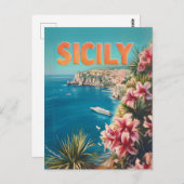 シチリアの花ヴィンテージ ポストカード (正面/裏面)